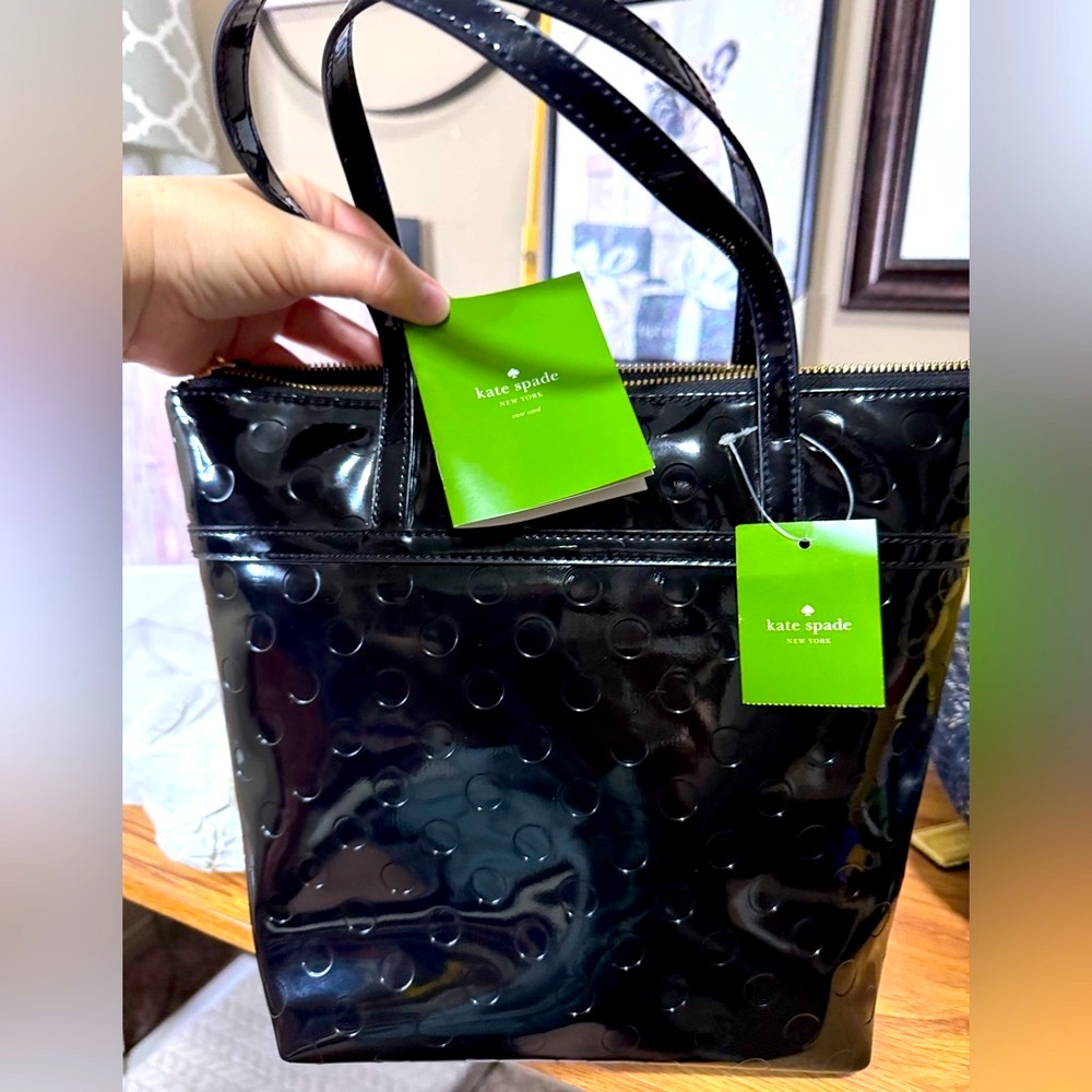 Kate Spade Black Patent Jeralyn Camellia Street Shoulder Bag - NEW with tags - Picture 5 of 16